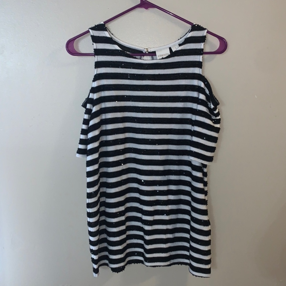 Chicos‎ Cold Shoulder Sequined Top | 1